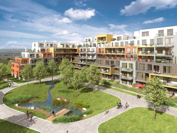 Developer: Finep Projekt: Britská čtvrť, součást projektu Západní město Praha, Stodůlky Byty jsou vybavené terasou nebo balkonem, k dispozici podzemní parkování. Lokalita 5 minut chůze od metra. Celkem 298 bytů, 58 volných, cena od 2 520 513 (1+kk 34,2 m2) do 7 195 604 Kč (4+kk 110,8 m2).