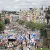 Demonstrace odborářů na Václavském náměstí v Praze