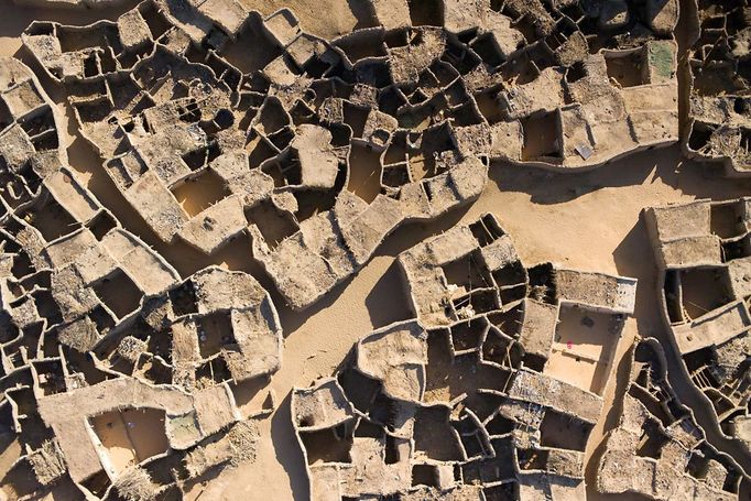 Aerial photographs of a village in Niger, Northern Africa