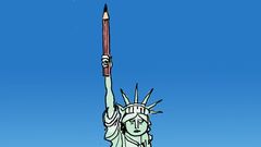 Karikatura Socha Svobody s tužkou Kemel