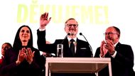 Volební štáb koalice Spolu, druhý den voleb do Poslanecké sněmovny, 4. října 2025, Praha.
