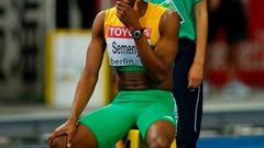 Caster Semenyaová před startem běhu na 800 metrů
