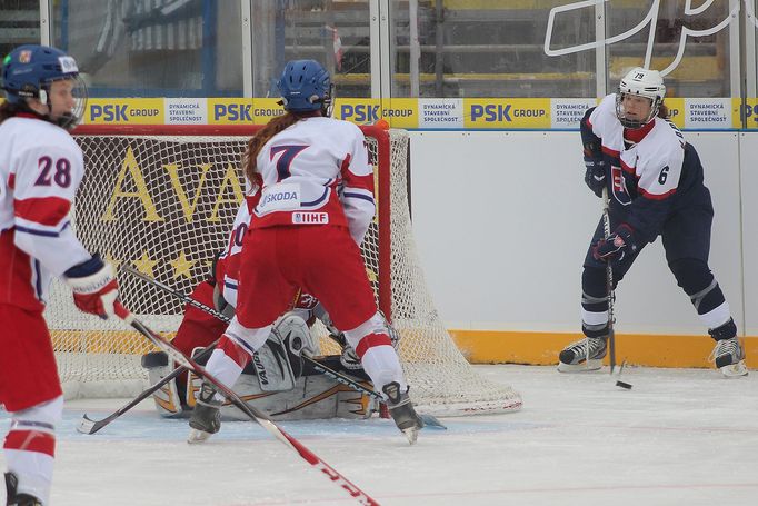 Česká ženská hokejová reprezentace odehrála zápas pod širým nebem v brněnských Lužánkách. Ve federálním derby smetla Slovenky 6:1.