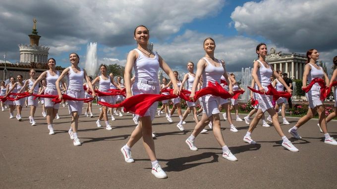 Slavnostní průvod v Moskvě věnovaný sovětské sportovní přehlídce z roku 1939, 14. června 2024, ilustrační foto