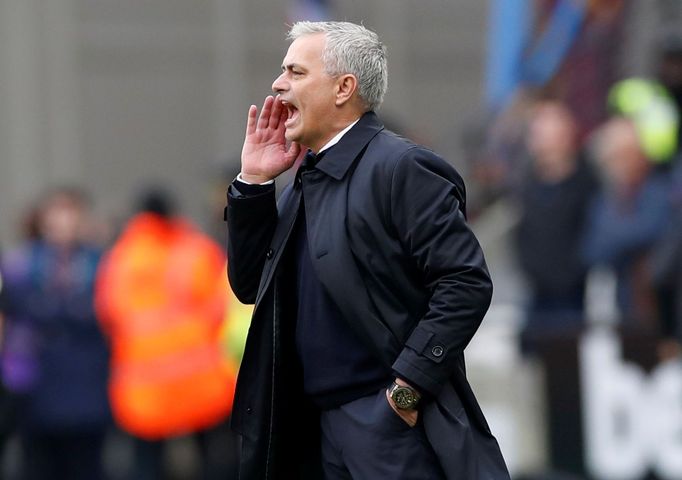 Soccer Football - Premier League - West Ham United v Tottenham Hotspur - London Stadium, London, Britain - November 23, 2019  Tottenham Hotspur manager Jose Mourinho reac