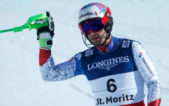 Švýcarský sjezdař Luca Aerni v kombinaci na MS 2017 ve Svatém Mořici.