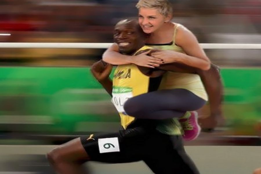 Ellen DeGeneres - Usain Bolt - koláž