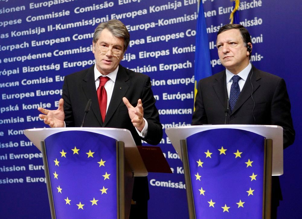 Juščenko a Barroso v Bruselu