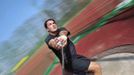 Kozmus of Slovenia throws a hammer during his training for the 2012 London Olympics in Brezice