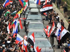 Ministerská kolona Sergeje Lavrova v Damašku