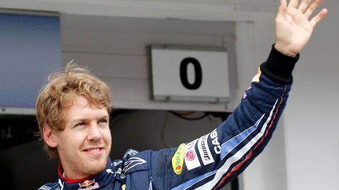 Sebastian Vettel po vítězné kvalifikaci v Maďarsku