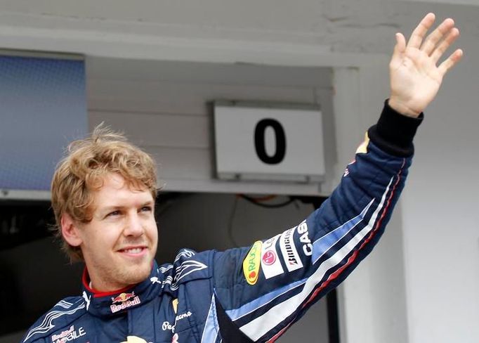 Sebastian Vettel po vítězné kvalifikaci v Maďarsku