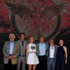 Cast members Donald Sutherland, Liam Hemsworth, Jennifer Lawrence, Sam Claflin, Josh Hutcherson and Julianne Moore pose during a photocall for the film &quot;The Hunger Games : Mockingjay - Part 1&quo