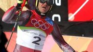 Rakouský lyžař Hermann Maier po prvním kole olympijského obřího slalomu.