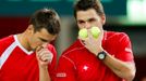 Davis Cup, Švýcarsko - Česko: Stanislas Wawrinka (vpravo) a Marco Chiudinelli