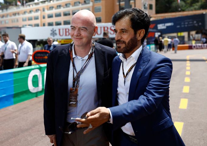 F1, VC Monaka 2023: prezident FIFA Gianni Infantino a Prezident FIA Muhamad Sulajím