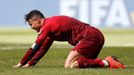 Portugal's Cristiano Ronaldo reacts after missing a shot during their 2014 World Cup Group G soccer match against Ghana at the Brasilia national stadium in Brasilia June