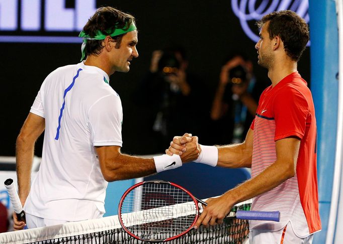 Roger Federer a Grigor Dimitrov na Australian Open 2016