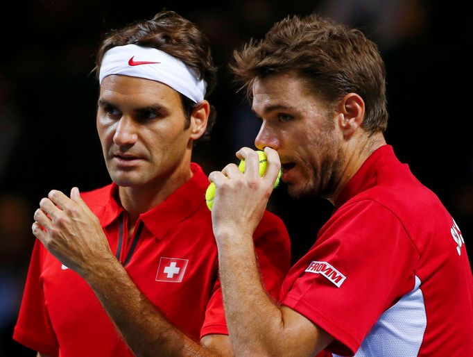 Roger Federer a Stanislas Wawrinka v Davis Cupu