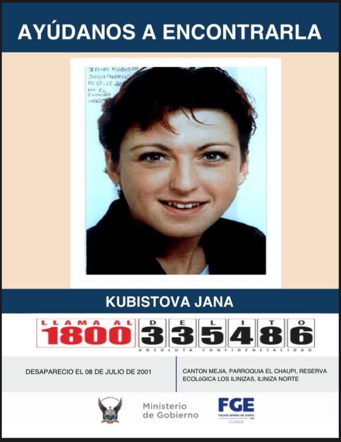 Jana Kubištová na fotografii, kterou zveřejnila v době jejího zmizení ekvádorská policie.