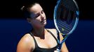 Jarmila Gajdosova of Australia reacts during her women's singles match against Angelique Kerber of Germany at the Australian Open 2014 tennis tournament in Melbourne Janu