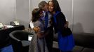 Sept. 6, 2012 "While the President was waiting anxiously backstage before his speech at the Democratic National Convention in Charlotte, N.C., daughters Malia and Sasha came in to wish him well."