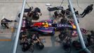 Red Bull Formula One driver Daniel Ricciardo of Australia pits during the second practice session of the Malaysian F1 Grand Prix at Sepang International Circuit outside K