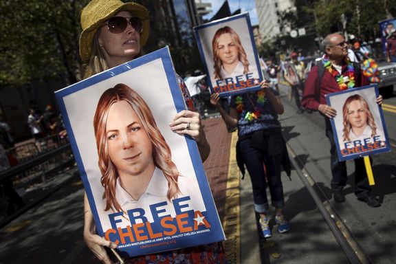 Demonstrace za propuštění Chelsea Manningové.