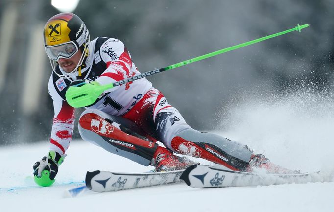 Marcel Hirscher při slalomu v Záhřebu