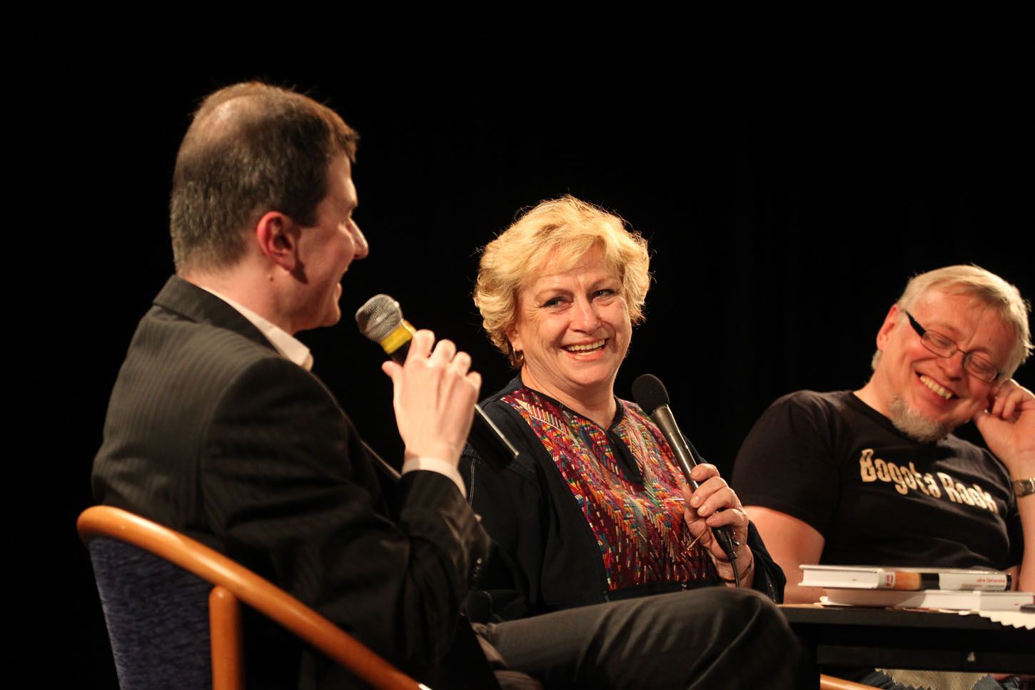 Jakub Železný, Věra Čáslavská, Pavel Kosatík a představování knihy: Život na Olympu