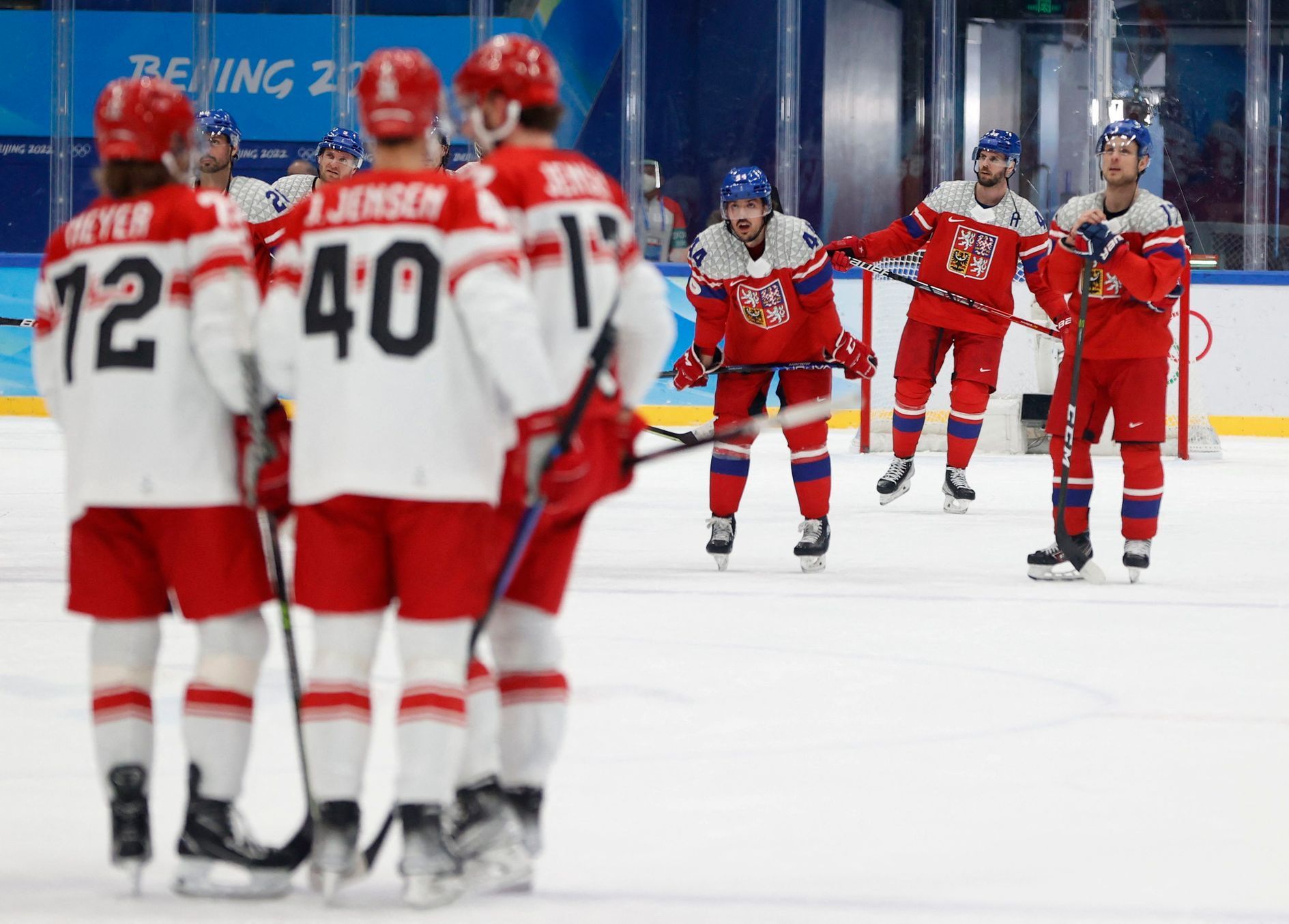 OH 2022, Peking, hokej, Česko - Dánsko, české zklamání, dánská radost