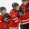Canada's Laughton, Dumba and Lazar react after their loss to the Czech Republic in their IIHF World Junior Championship ice hockey game in Malmo
