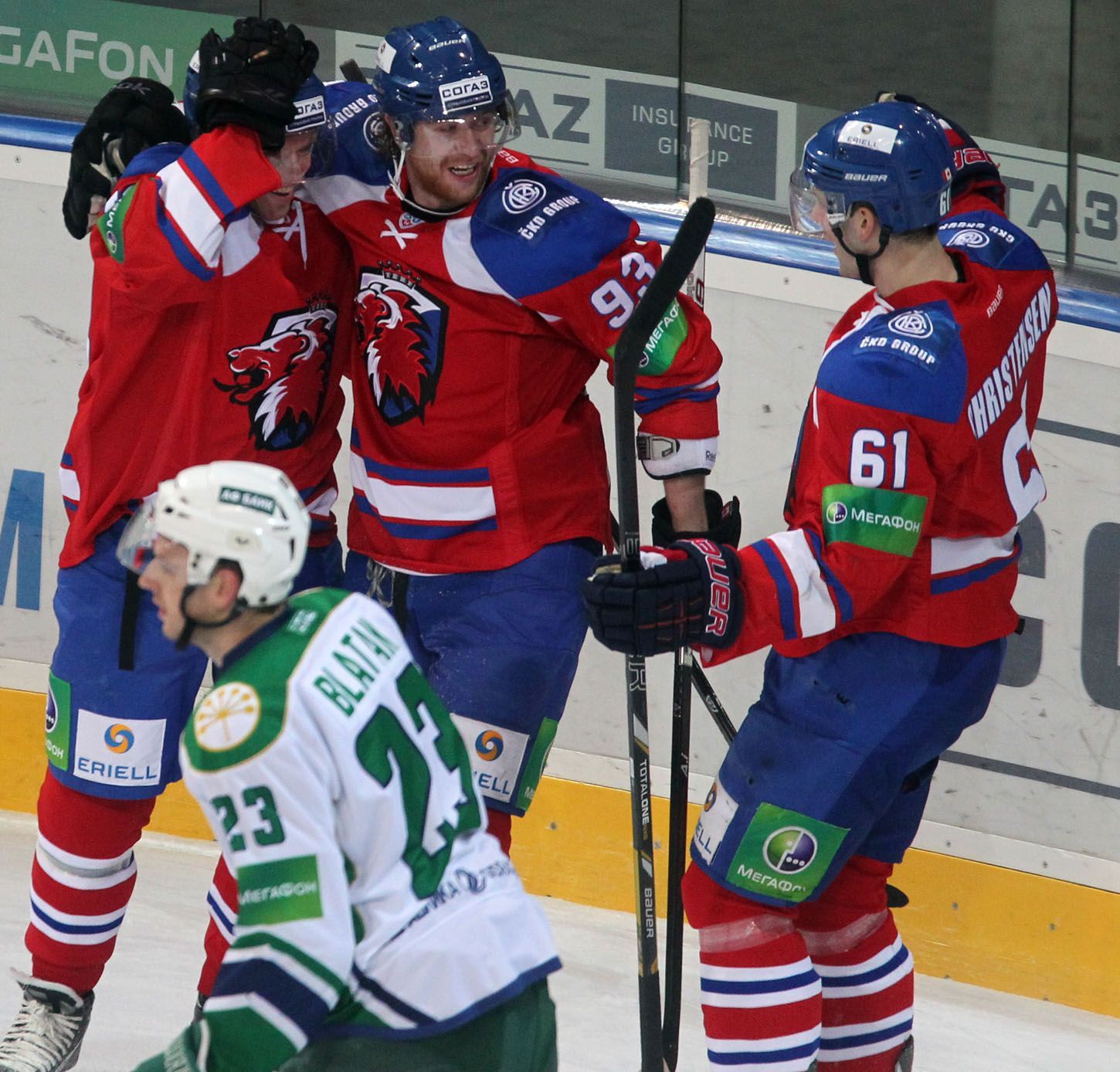 KHL, Lev Praha - Salavat Julajev Ufa: Nicklas Danielsson a Nicklas Danielsson - Miroslav Blaťák