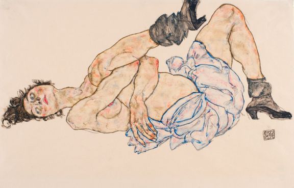 Egon Schiele: Ležící ženský akt, 1917