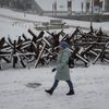 Ukrajina Kyjev sníh zima elektřina výpadek proudu