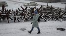 Ukrajina Kyjev sníh zima elektřina výpadek proudu