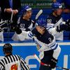 Finland's Jokipakka celebrates his goal during their men's ice hockey World Championship game against the US in Ostrava