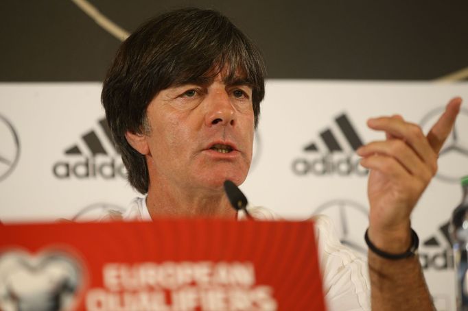 Joachim Löw na TK před zápasem s českým týmem v kvalifikaci na MS 2018