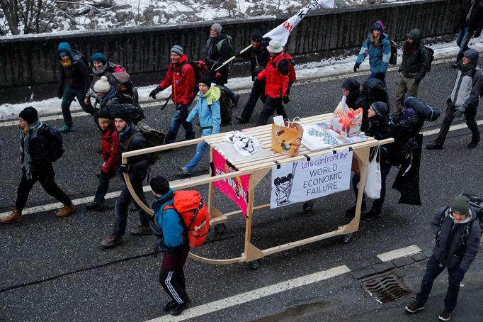 Klimatické protesty proti Světovému ekonomickému fóru v Davosu