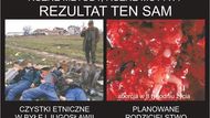 Snímek z výstavy Vyber život: "Různé metody, různé důvody - výsledek stejný, Etnické čistky v bývalé Jugoslávii, plánované rodičovství"