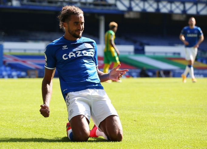 Dominic Calvert-Lewin z Evertonu slaví gól v zápase s  West Bromwich Albion