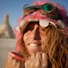 Participant Sandy Candy before the Temple of Grace burns on the last day of the Burning Man 2014 &quot;Caravansary&quot; arts and music festival in the Black Rock Desert of Nevada