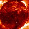 This picture indicates temperature distribution in the sun's corona, with dark areas representing cooler regions and bright areas being hotter. Credit: NASA