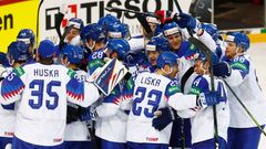 MS v hokeji 2021, Slovensko - Rusko: Radost slovenských hokejistů