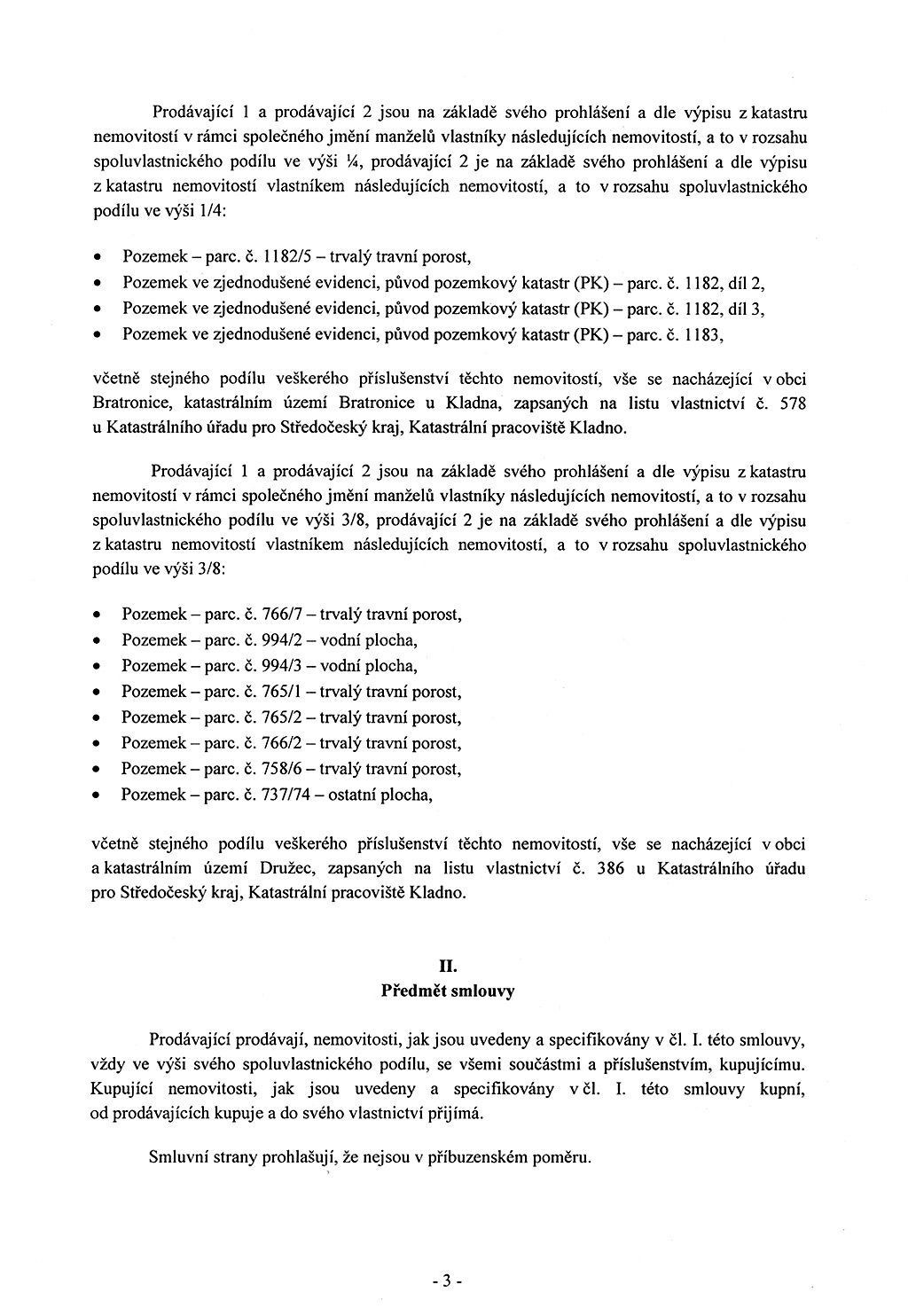 Kupní smlouva - statek Petr Bendl