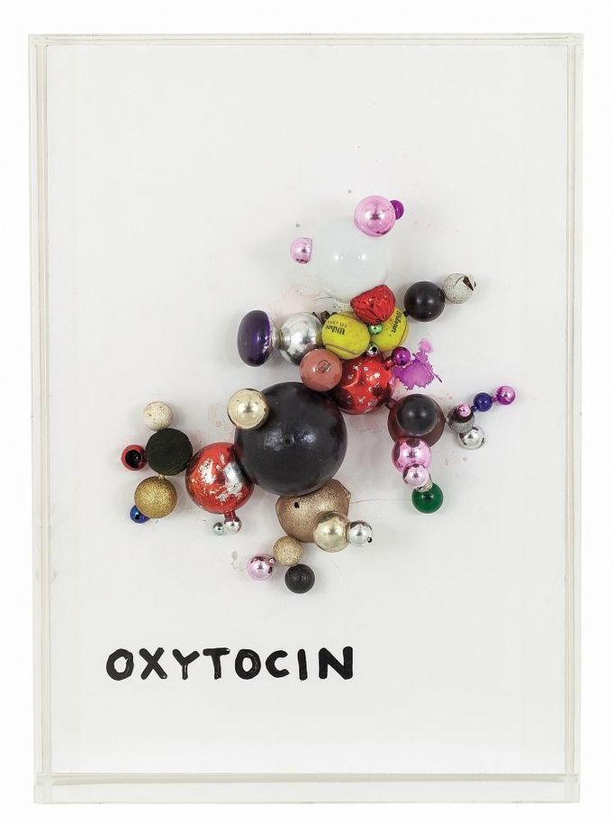 Asambláž Krištofa Kintery nazvaná Oxytocin byla vloni vydražena za 90 tisíc korun.