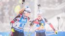 SP v biatlonu 2018/19, Oberhof, štafeta žen: Eva Puskarčíková (v popředí) a Markéta Davidová