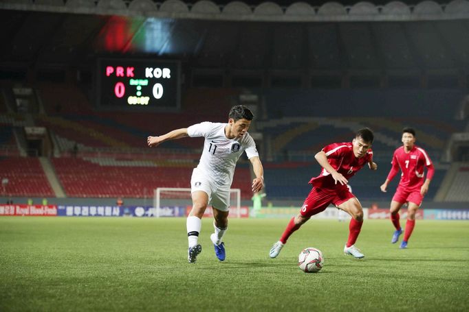 Soccer Football - 2022 World Cup Qualifier Round 3 - Group H - South Korea v North Korea  - Kim Il Sung Stadium, Pyongyang, North Korea - October 15, 2019 South Korea's H