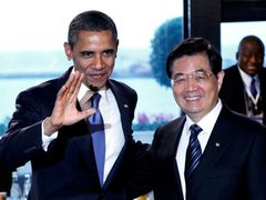 Chu Ťin-tchao s Barackem Obamou.