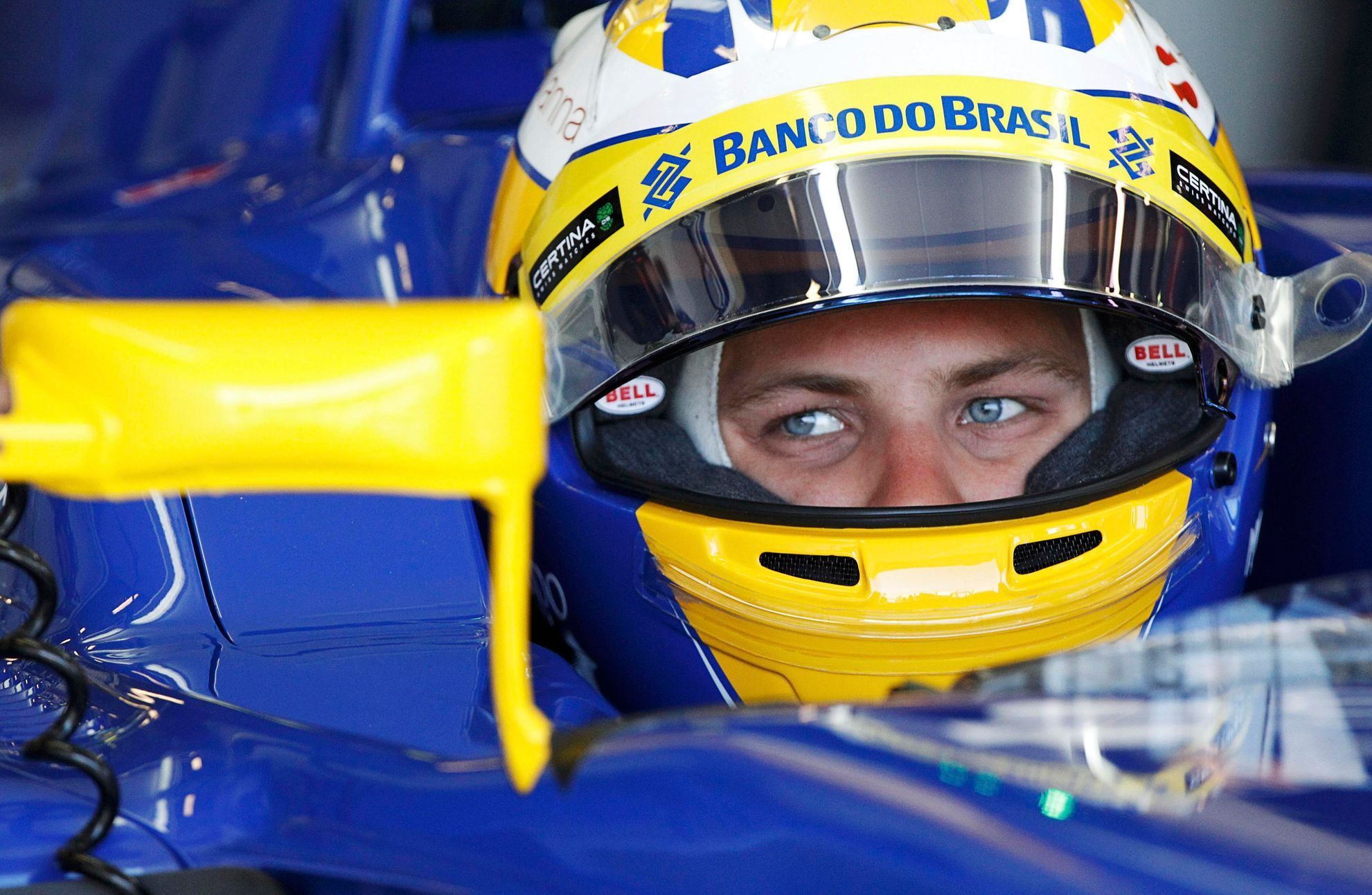 Sauber Formula One driver Marcus Ericsson of Sweden sits in his car during the second practice session of the Australian F1 Grand Prix at the Albert Park circuit in Melbourne